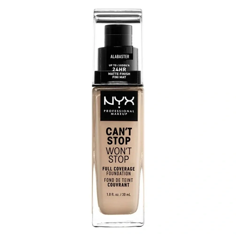 NYX Can't Stop Won't Stop 24hr Full Coverage Liquid Foundation Alabaster, NEW